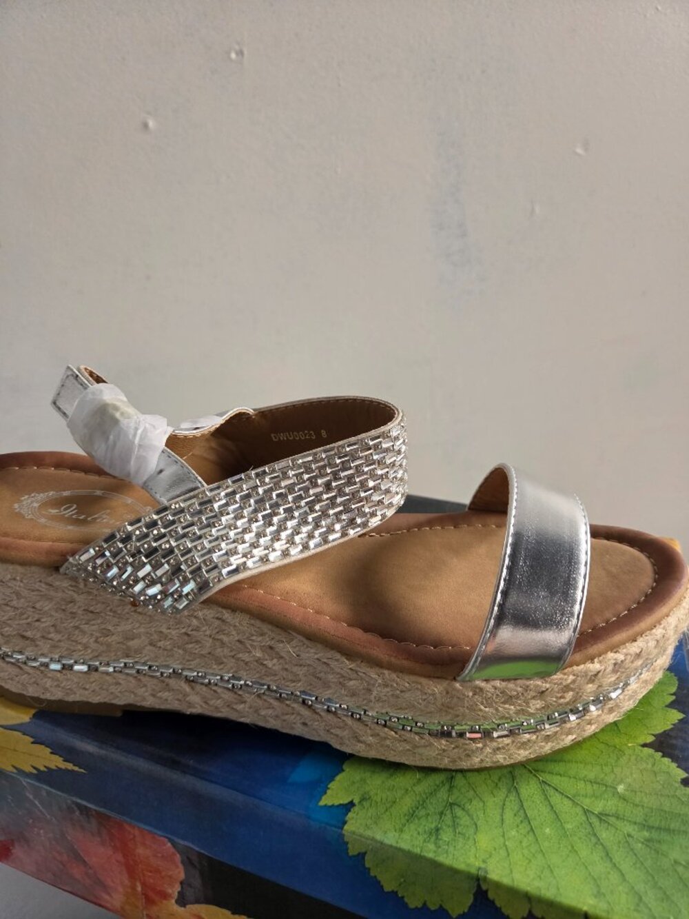 Italina silver wedge sandals, Sz 8
